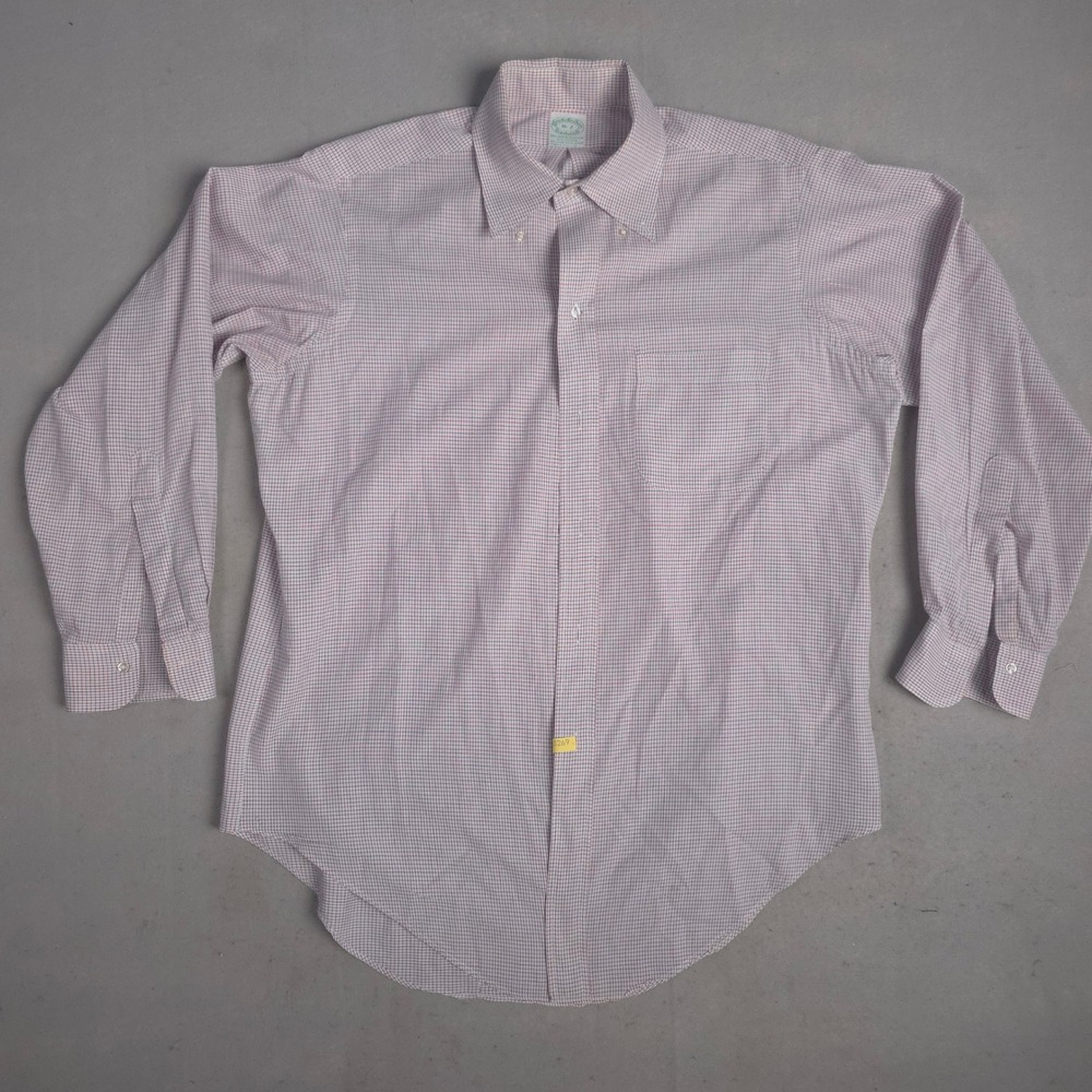 Brooks Brothers Button Down Shirt Mens‎ 16 Gingham Check Long Sleeve Casual